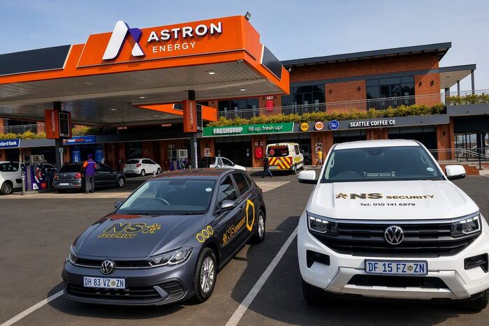 NS Security patrol vehicles at a client fuel station