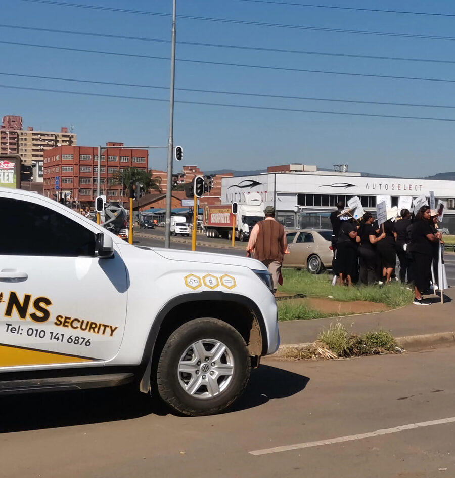 NS Security officers managing crowd and access at a client site